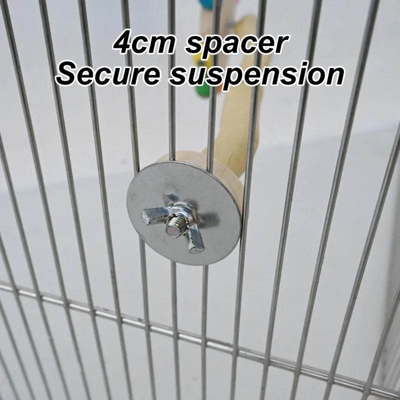 Jouet de perchoir amusant avec boules rotatives, support interactif en bois pour perroquets colorés, jouet de recherche de nourriture, moulin à vent rotatif pour tourtereaux - Animaleriex