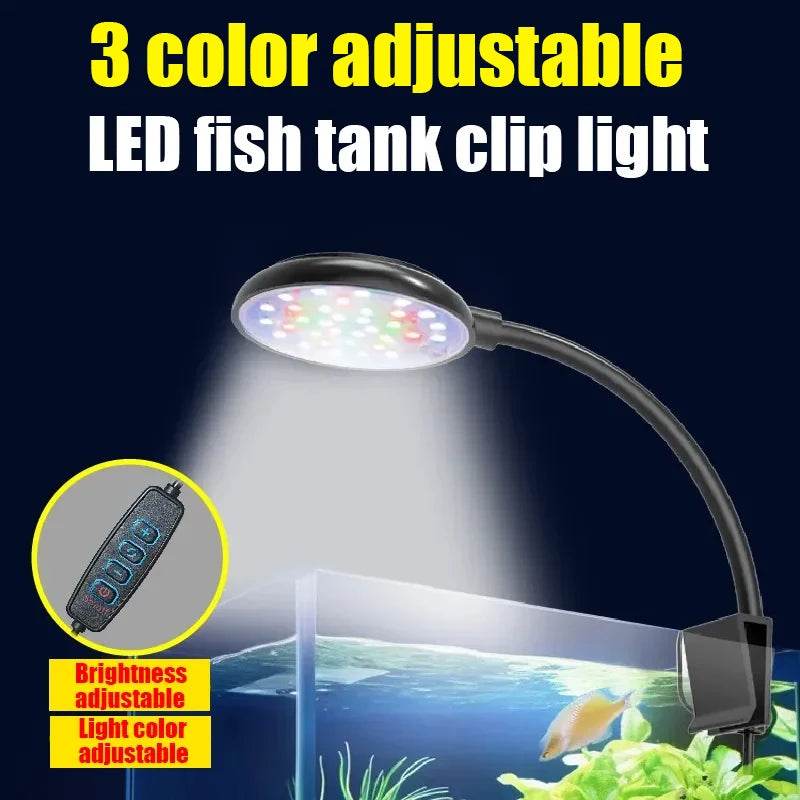 Lampe à pince pour aquarium 5W/7W, alimentation USB, décoration Led, spectre complet, étanche, lampe à algues, éclairage décoratif pour petit aquarium - Animaleriex