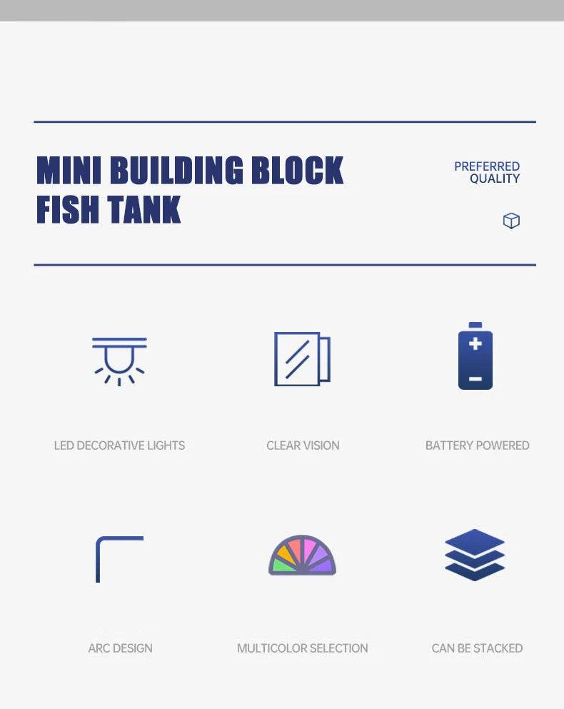 Transparent petit Aquarium créatif lumière LED Aquarium poissons blocs de construction isolé boîte réservoir pour reproduire l'alimentation Betta poisson rouge - Animaleriex