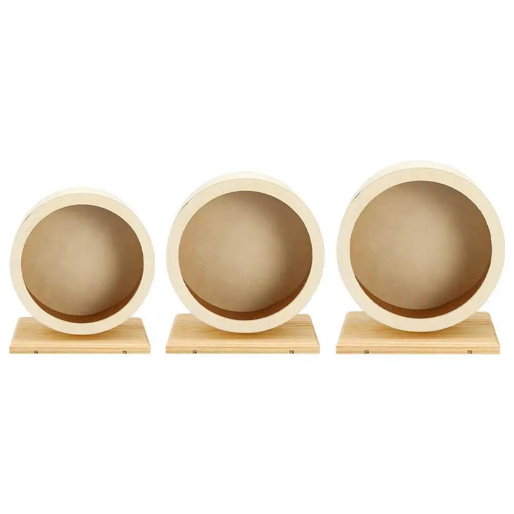 Roue de course pour Hamster, ours doré, support de ceinture en bois muet avec coussin en liège, rouleau de sport, ours doré, aménagement paysager, fournitures pour animaux de compagnie - Animaleriex
