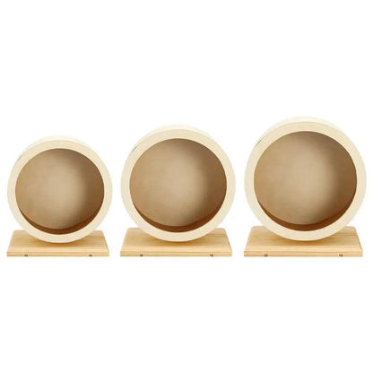 Roue de course pour Hamster, ours doré, support de ceinture en bois muet avec coussin en liège, rouleau de sport, ours doré, aménagement paysager, fournitures pour animaux de compagnie - Animaleriex