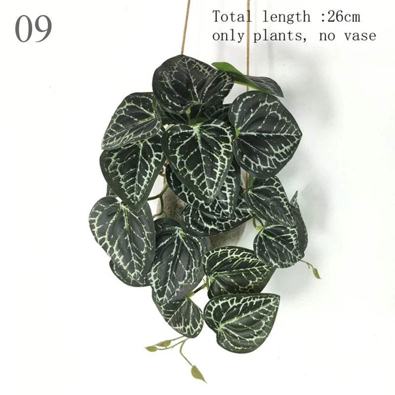 Plante de Terrarium artificielle pour amphibiens de reptiles, pour réservoir, décorations d'habitat pour animaux de compagnie, feuilles tropicales réalistes, feuille en plastique, rotin - Animaleriex