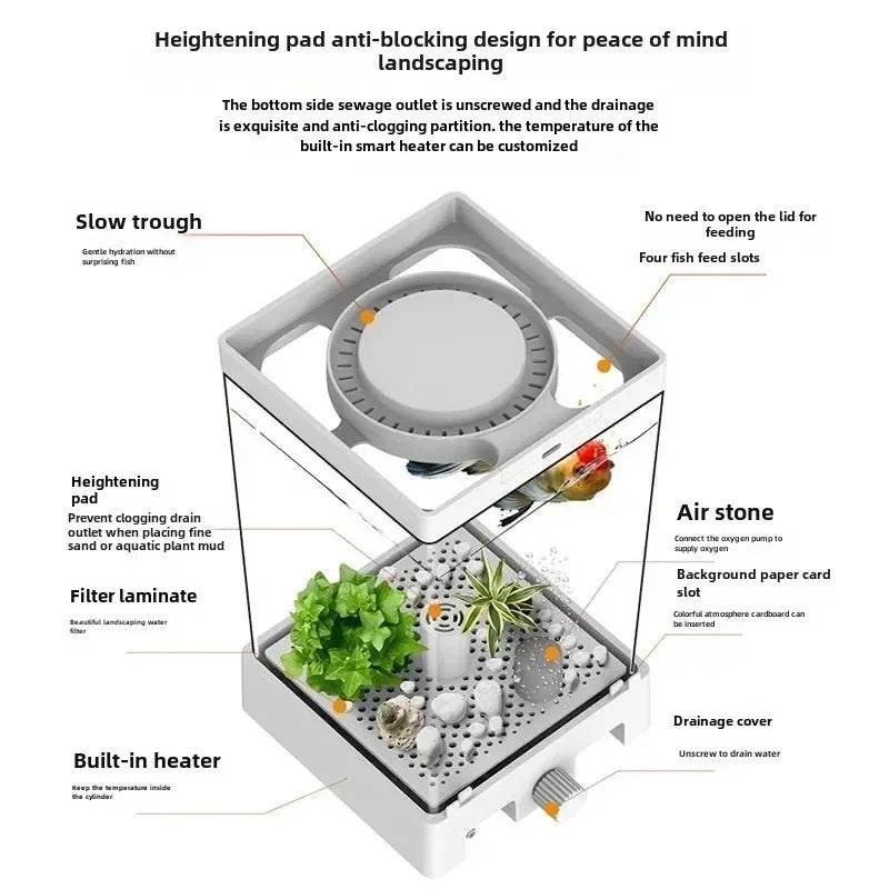 Smart betta dédié aquarium bureau mini petit écologique auto-circulation bureau aquarium aquarium aquarium - Animaleriex