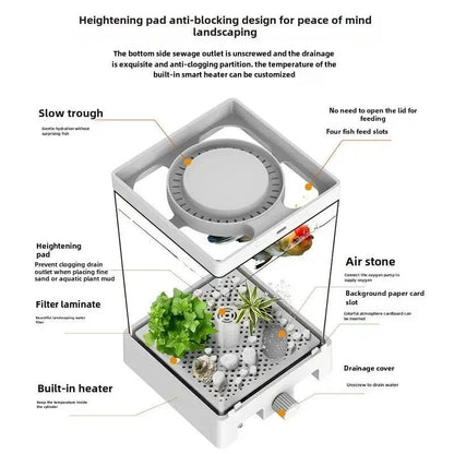 Smart betta dédié aquarium bureau mini petit écologique auto-circulation bureau aquarium aquarium aquarium - Animaleriex