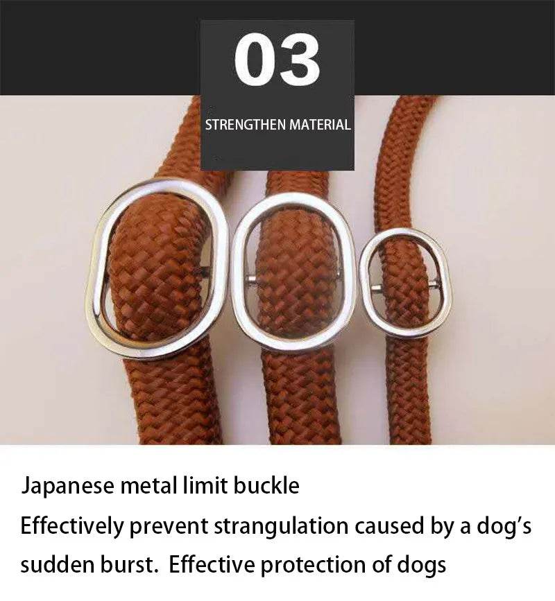 Laisse pour chien, corde coulissante, laisse en plomb, corde tressée robuste, collier à boucle réglable, laisse d'entraînement pour chiens de taille moyenne et grande - Animaleriex