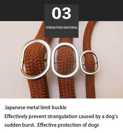Laisse pour chien, corde coulissante, laisse en plomb, corde tressée robuste, collier à boucle réglable, laisse d'entraînement pour chiens de taille moyenne et grande - Animaleriex