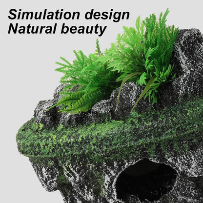 Aquarium d'île suspendu décoratif, pierre flottante créative, Simulation de plantes, cavernes, ornements artisanaux, accessoires d'aquarium - Animaleriex