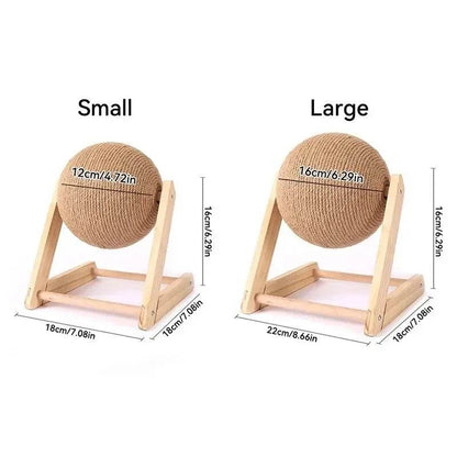 Cratchers pour chats, jouets en boule de Sisal et de bois, Triangle Stable pour chats, objets d'intérieur robustes, grattage frais sur support, rotation - Animaleriex