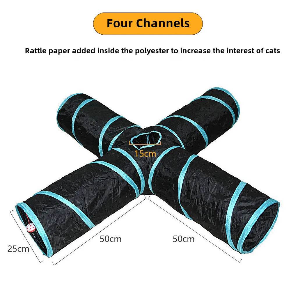 Tunnel pour chat, fournitures pour animaux de compagnie, Tunnel de jeu S T Pass pliable, jouet pour chat, baril de forage respirant pour papier fort d'intérieur - Animaleriex