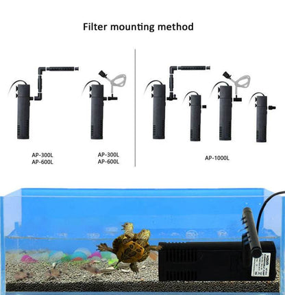 Pompe de filtre à eau Submersible à bas niveau, filtre pour réservoir de tortue, Aquarium, réservoir de poissons, pompe verticale augmentant l'oxygène, prise ue 3W - Animaleriex