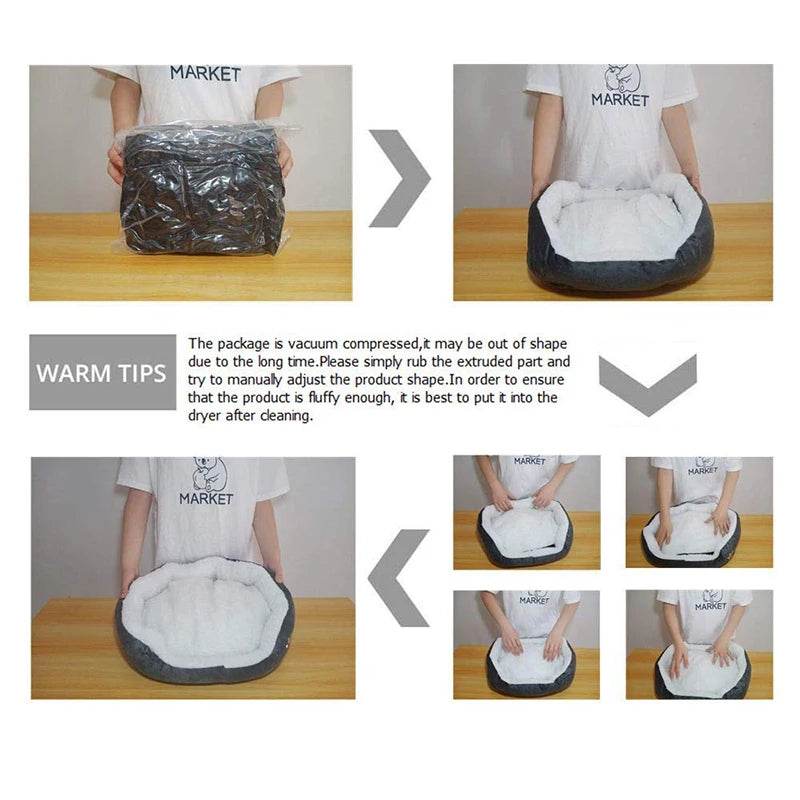 Canapé-lit pour animaux de compagnie, fournit de la chaleur pour petits chiens, matelas pour chat et chien, niche épaisse et lavable en peluche, fournitures pour animaux de compagnie - Animaleriex