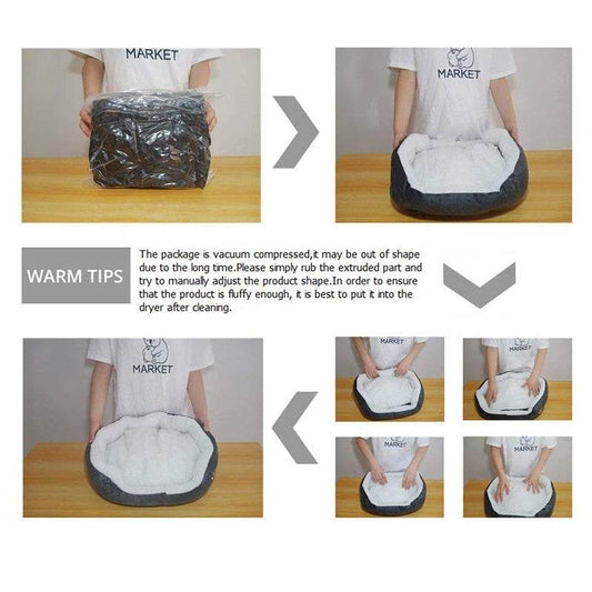 Canapé-lit pour animaux de compagnie, fournit de la chaleur pour petits chiens, matelas pour chat et chien, niche épaisse et lavable en peluche, fournitures pour animaux de compagnie - Animaleriex