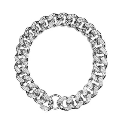 Collier de chaîne de chien en plastique or collier clouté de diamant de luxe pour chiens de taille moyenne bijoux pour animaux de compagnie collier accessoires chaîne cubaine - Animaleriex