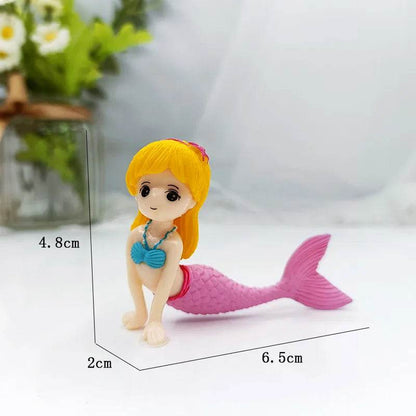 Décoration d'aquarium en plastique, petite sirène, Figurines miniatures, décoration de gâteau à faire soi-même, accessoires artisanaux de bureau - Animaleriex