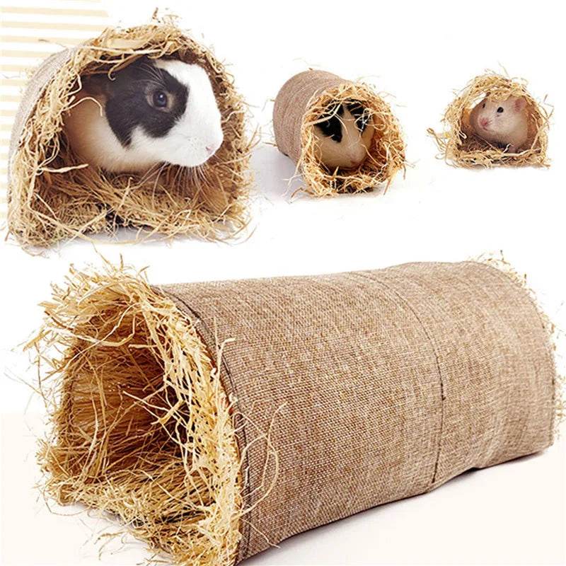 Cages à lapin tissées pliables pour animaux de compagnie, Hamster, cochon d'inde, lapin, herbe, jouet à mâcher, tapis, nid de lit de maison pour petits animaux, accessoires pour lapins - Animaleriex