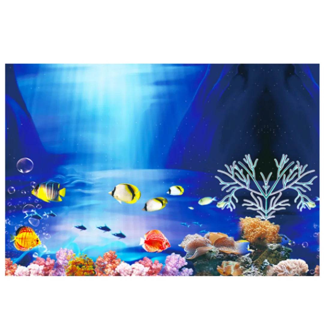 Autocollant 3D de fond d'aquarium, affiche de décoration d'aquarium, plantes d'océan, paysage Double face, accessoires d'ornement d'aquarium - Animaleriex