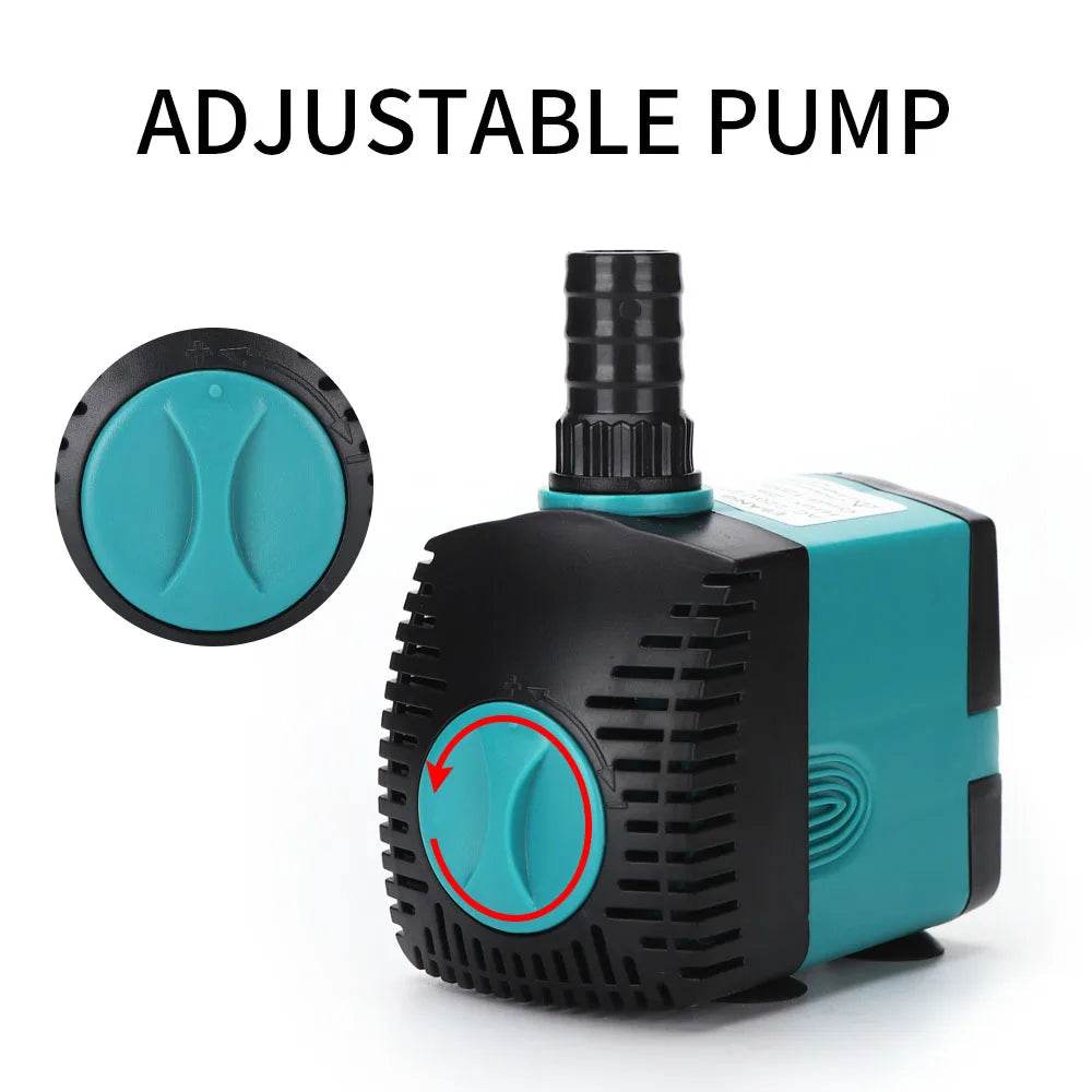 Pompe de fontaine d'eau Submersible Ultra silencieuse 3-60W, filtre pour étang à poissons, pompe à eau d'aquarium, fontaine de réservoir EU US 220V-240V - Animaleriex