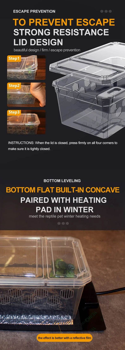Cage d'élevage de reptiles en plastique transparent, vivariums avec balcon, fournitures de lézard, bivarium pour insectes, araignées, tortues - Animaleriex