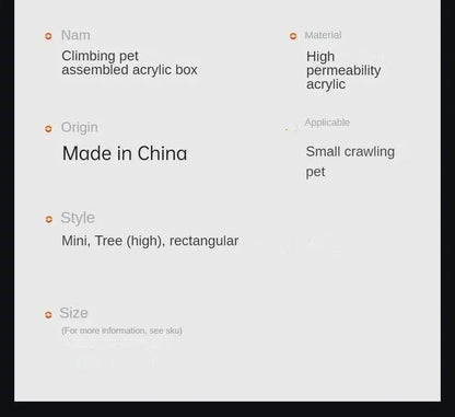 Boîte d'élevage de Terrarium pour reptiles, boîtier en acrylique, boîtier Nano arboricole pour tarentule, araignée, Scorpion, Dragon barbu - Animaleriex