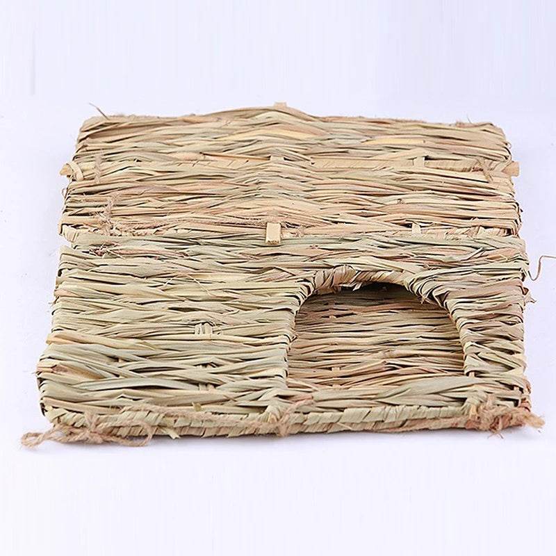 Cages à lapin tissées pliables pour animaux de compagnie, Hamster, cochon d'inde, lapin, herbe, jouet à mâcher, tapis, nid de lit de maison pour petits animaux, accessoires pour lapins - Animaleriex