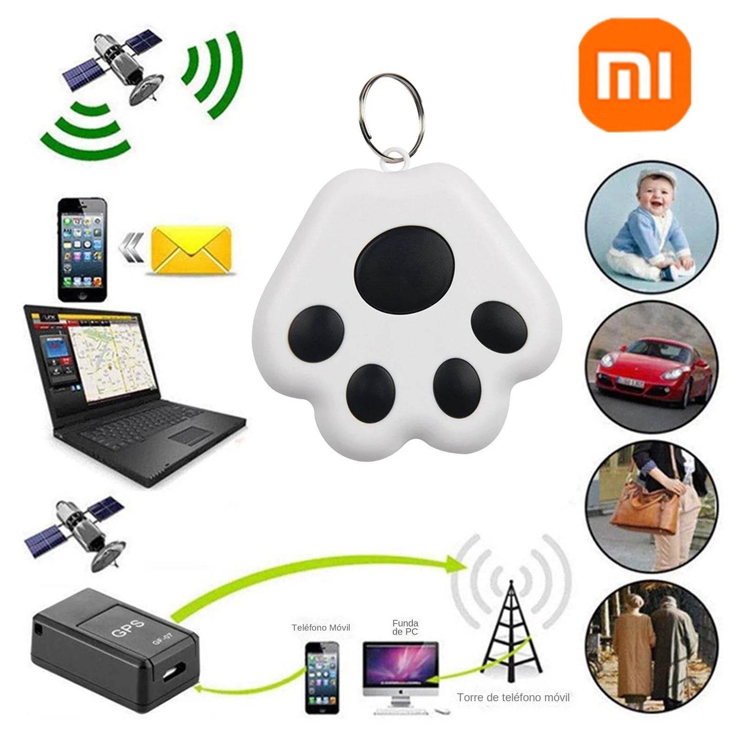 Xiaomi – Mini traceur GPS en forme de patte de chien, localisateur Bluetooth sans fil Anti-perte, pour animal de compagnie, sac pour enfant, portefeuille, accessoires pour collier de clé - Animaleriex
