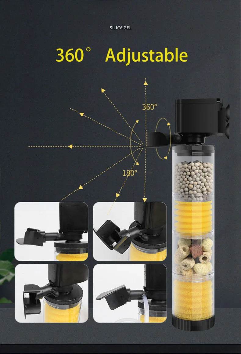 Filtre silencieux 220V 50Hz pour Aquarium, tortue, poisson, pompe à eau Submersible, Bio éponge, écumoire, fabricant de vagues, accessoires de filtres - Animaleriex