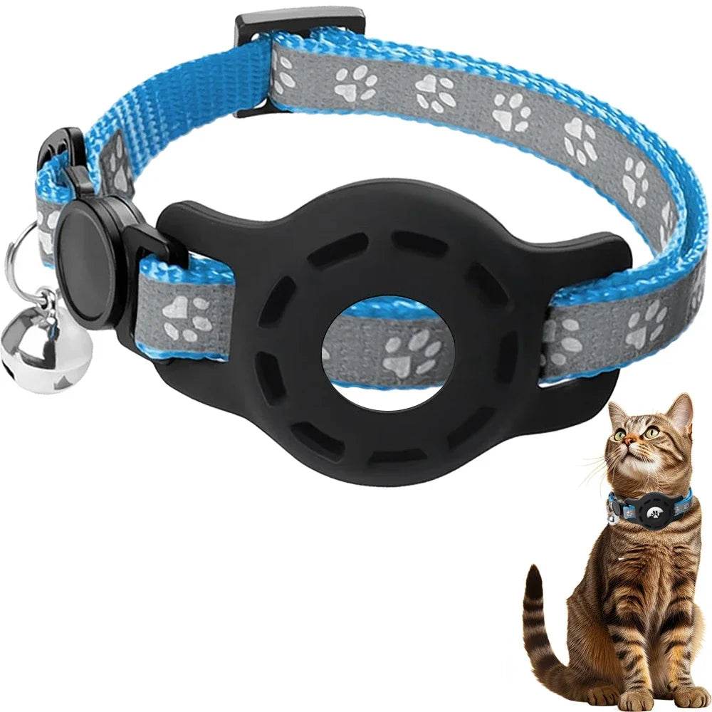 Collier pour chat AirTag avec cloches, collier pour chat à boucle de sécurité avec support Airtag, colliers anti-perte pour fille, garçon, chat, chiot - Animaleriex