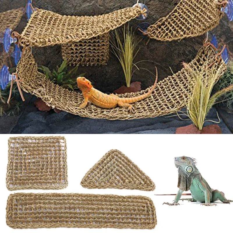 Hamac Dragon barbu pour reptiles, chaise longue pour caméléon, lézards, Gecko, serpents, Lguana, coussin d'herbe, balançoire pour animal de compagnie - Animaleriex