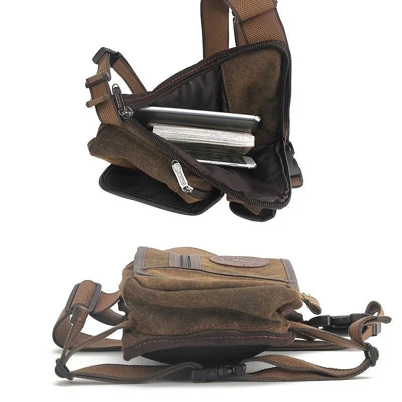 Sac banane en toile pour l'extérieur, unisexe, tactique, hanche, moto, vélo, épaule, cyclisme, multi-poches, taille décontractée, étanche - Animaleriex