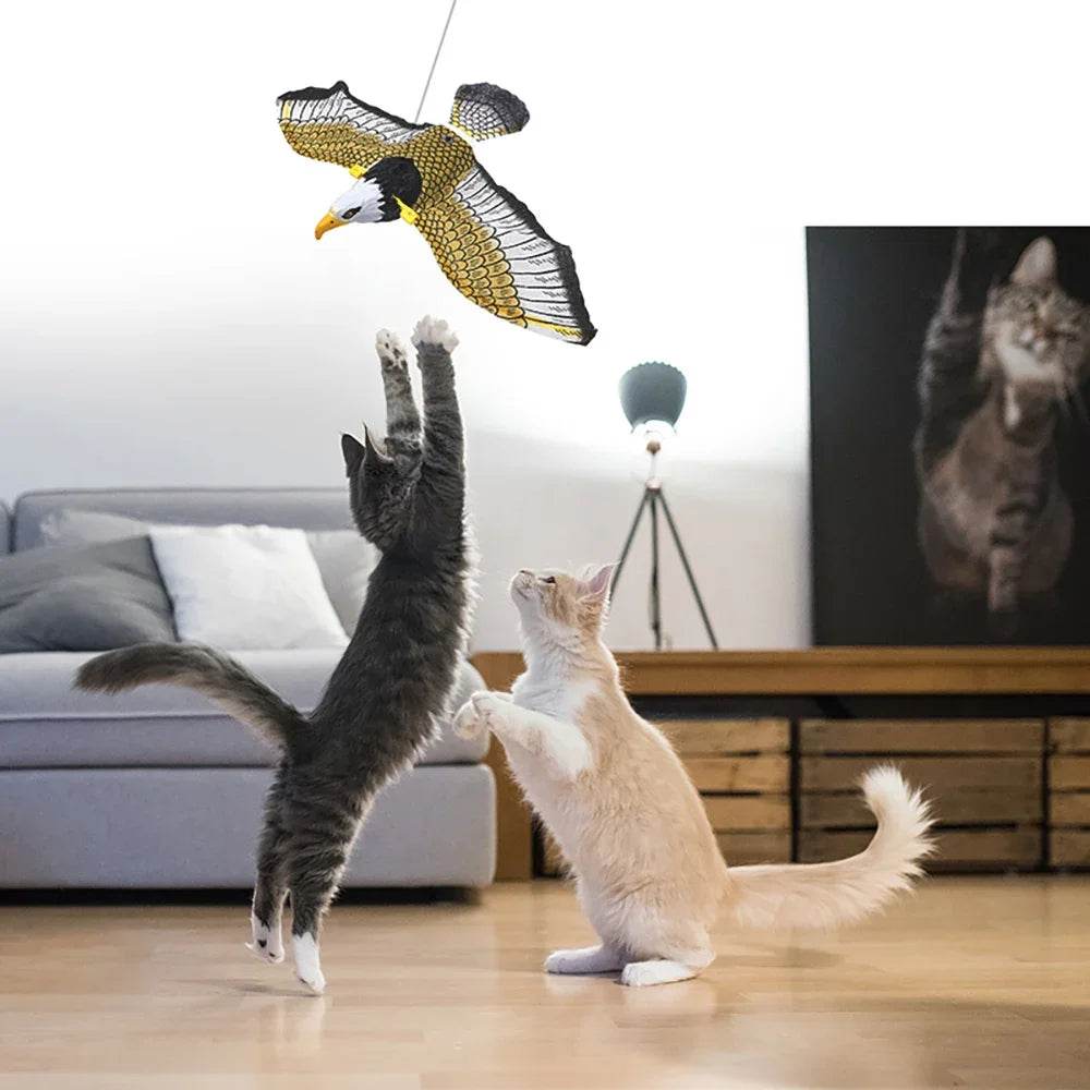 Jouet électrique pour animaux de compagnie, Simulation de faux aigle, Rotation électronique, oiseau suspendu, interactif, taquin, chat, chien, modèle silencieux - Animaleriex