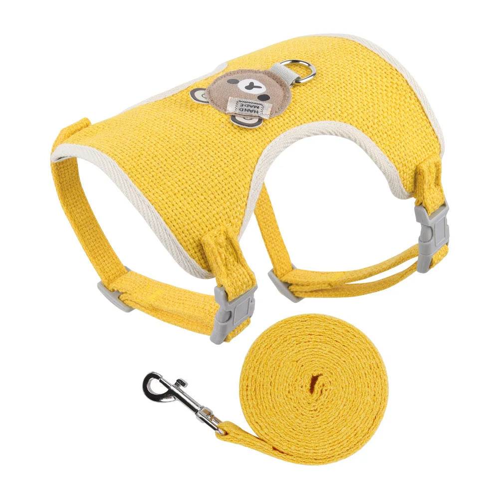 Ensemble de laisse de harnais pour animaux de compagnie, mignon, pour petits chiens de taille moyenne, chat, laisse de marche, Chihuahua, lapin, gilet, harnais, collier de caniche, accessoires pour chiens - Animaleriex